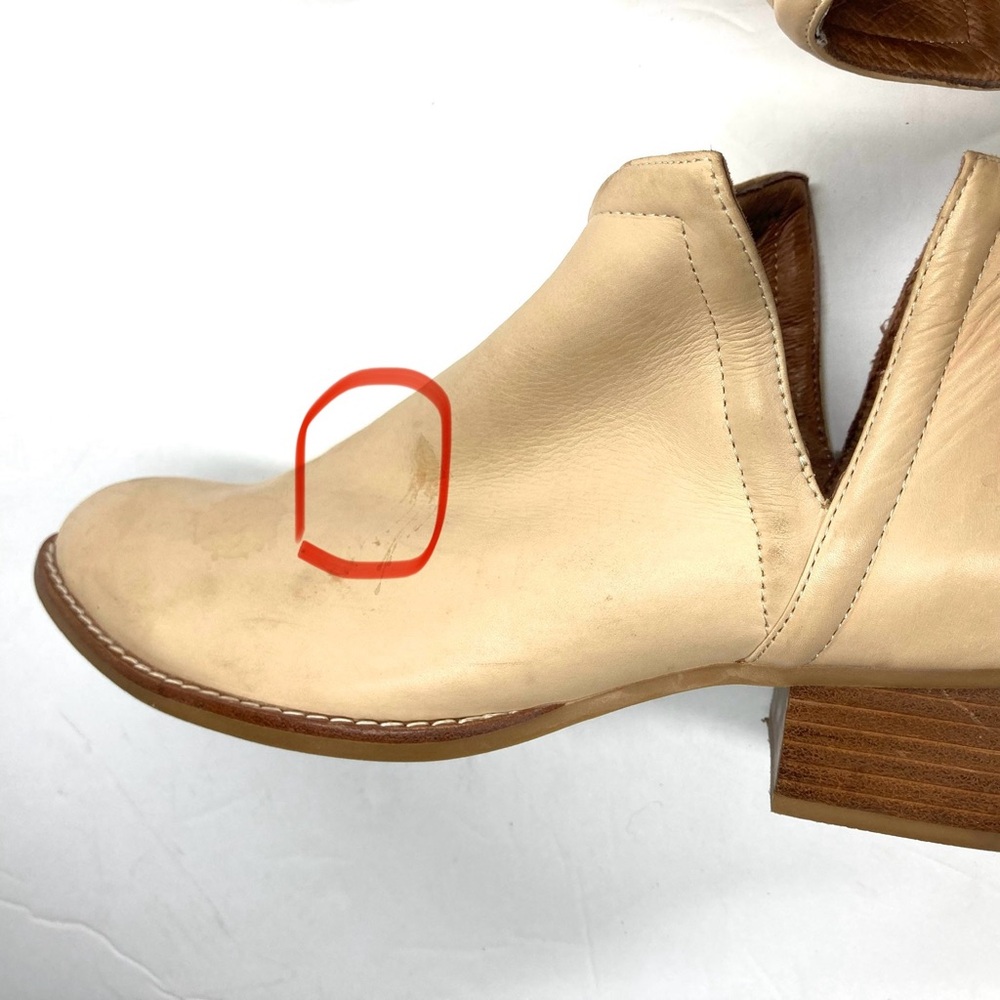 Jeffrey Campbell Womens Muskrat Cream Leather Ankle Booties 8 Cutout Pull Loop - Picture 12 of 16